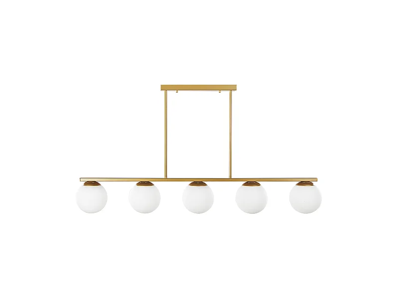 Moderne Hängelampe in Gold aus Metall und Glas 5-flammige Dekolampe Zikuli