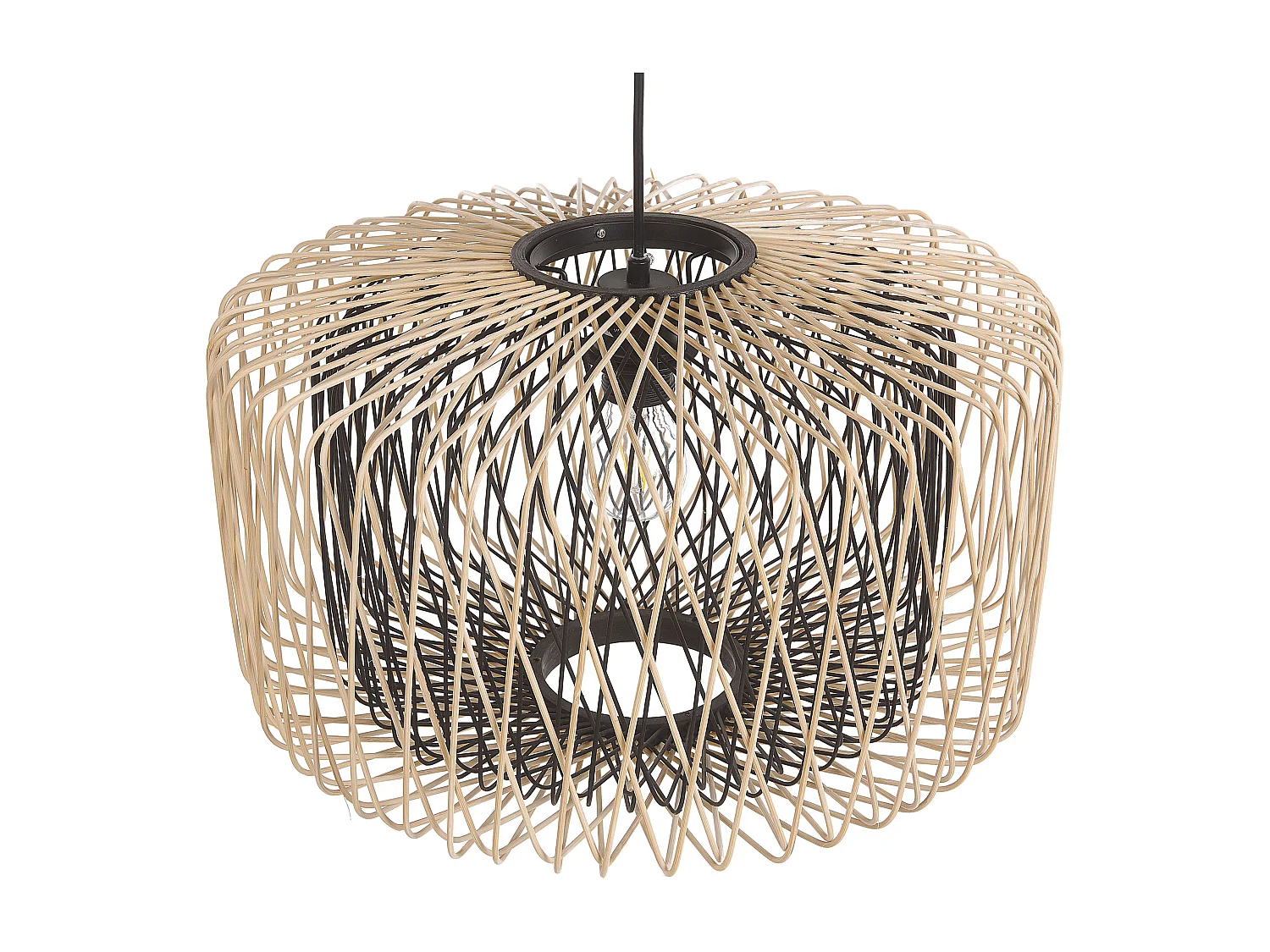 Lampa wisząca JAVARI Drewno bambusowe Brązowy/ czarny