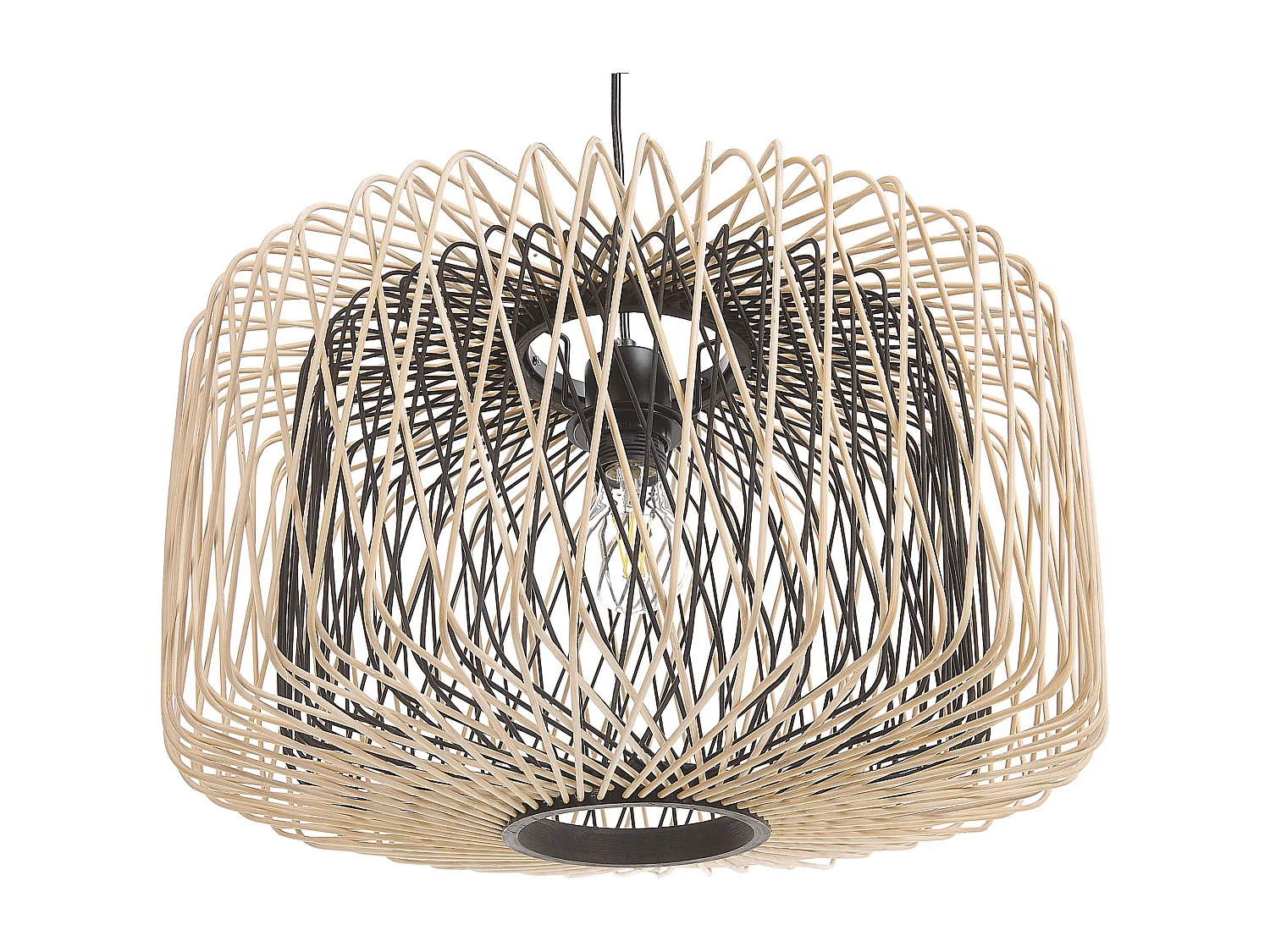 Lampa wisząca JAVARI Drewno bambusowe Brązowy/ czarny