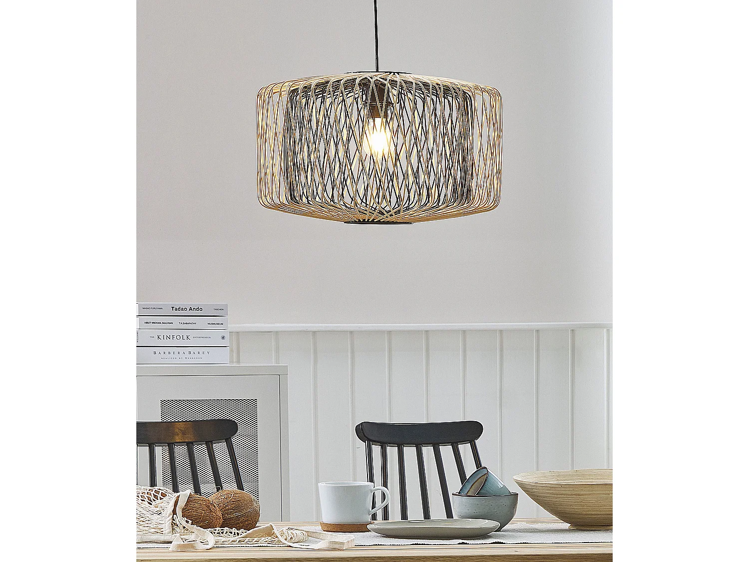 Lampe suspension JAVARI Bambou Marron/noir