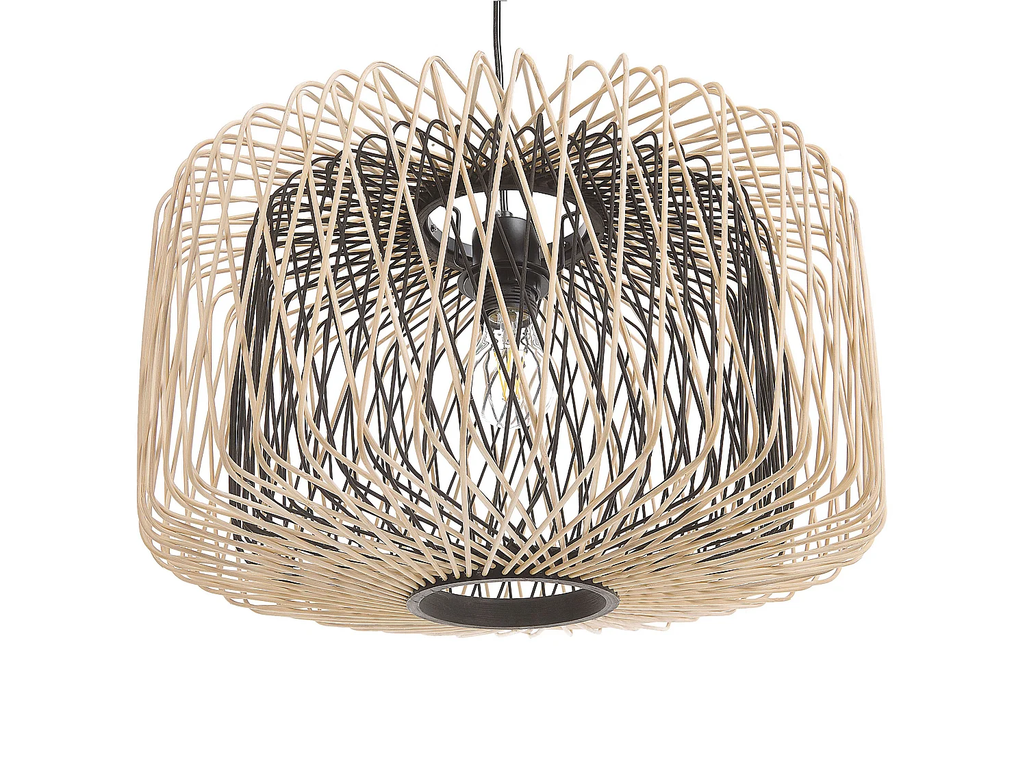 Lampe suspension JAVARI Bambou Marron/noir