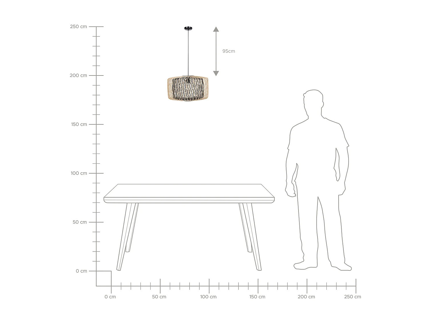 Lampe suspension JAVARI Bambou Marron/noir