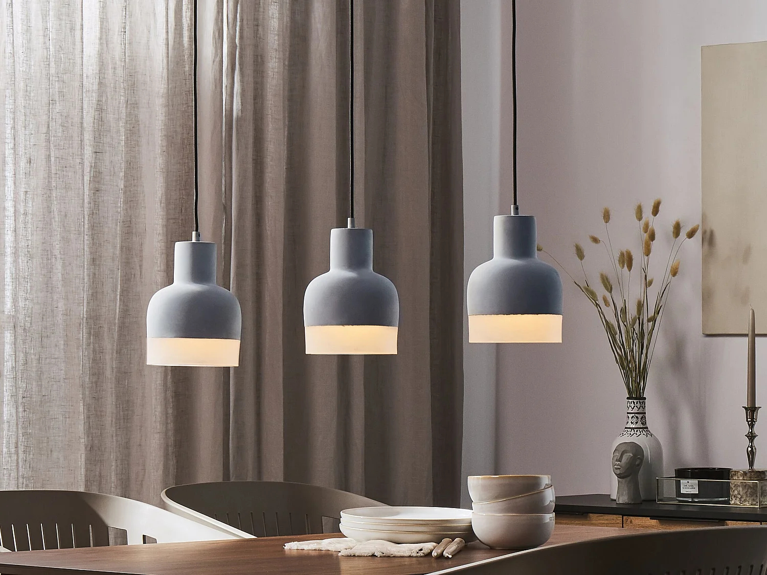 Lampe suspension en béton gris LUNI