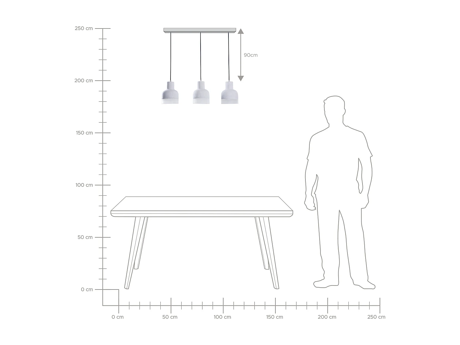 Lampe suspension en béton gris LUNI