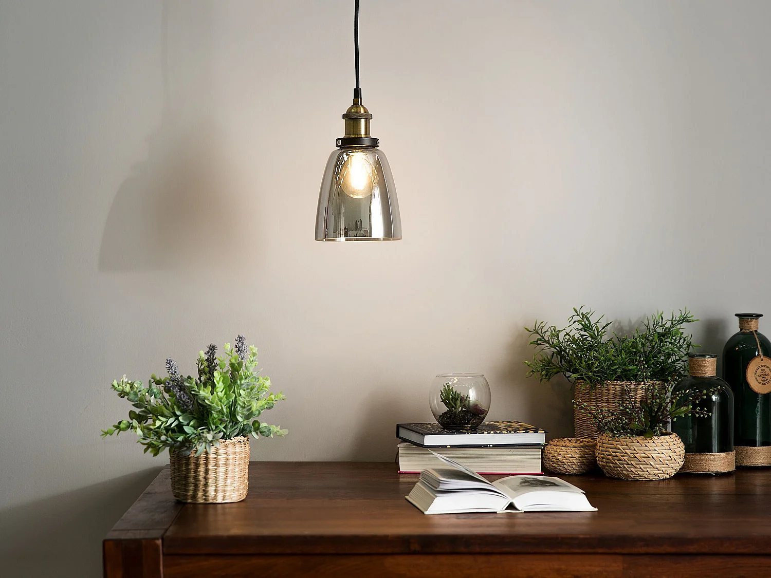 Lampe suspension PARMA Verre Laiton