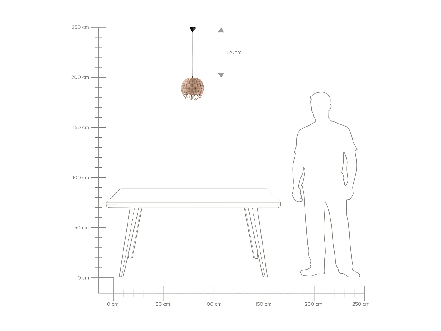 Lampe suspension DRINO Rotin Marron clair