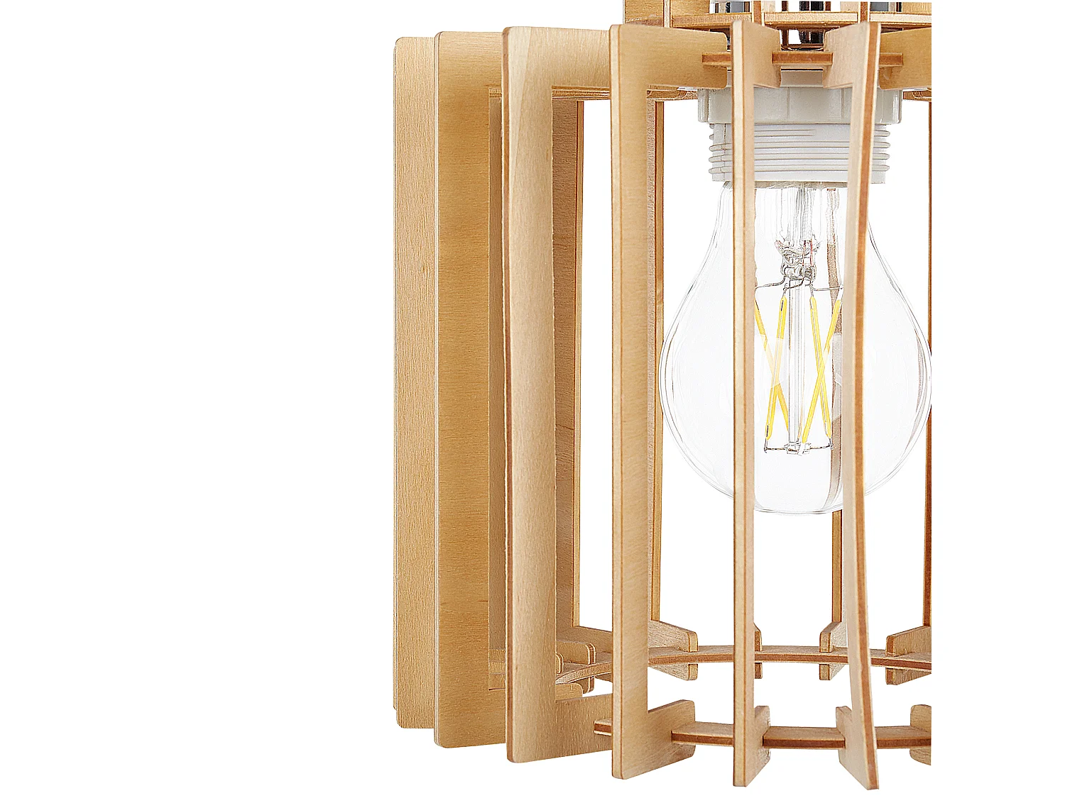 Rustikale Pendelleuchte offener Lampenschirm heller Holzfarbton Niari