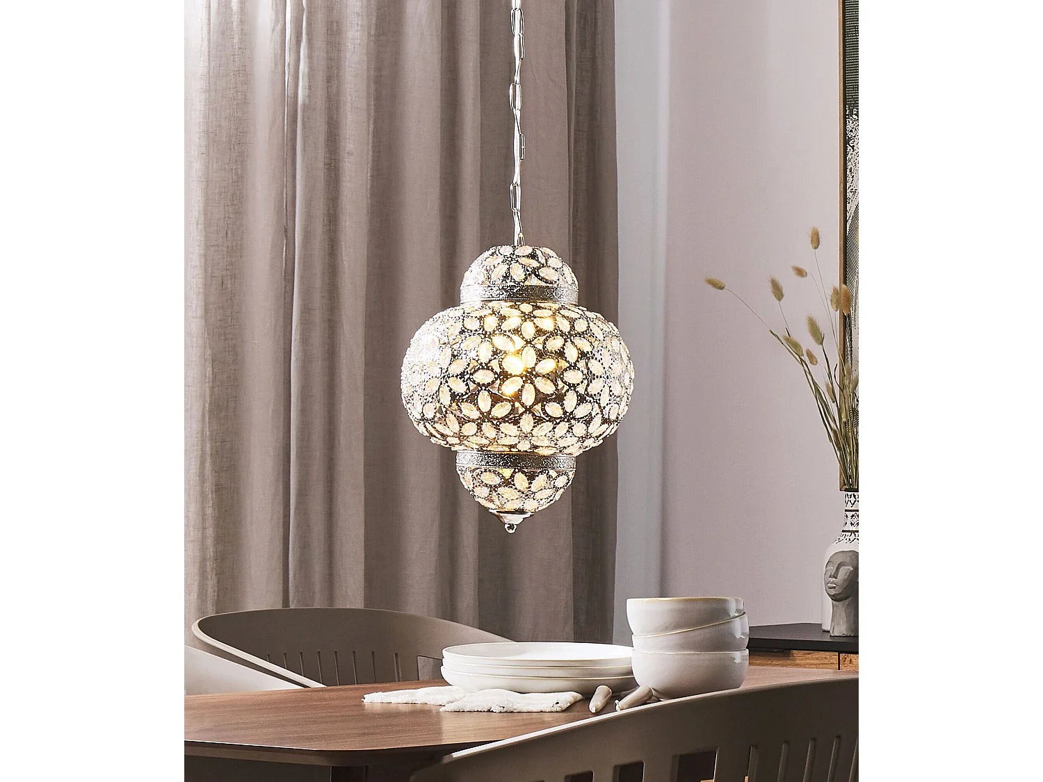 Lampe suspension BANDAMA Argenté