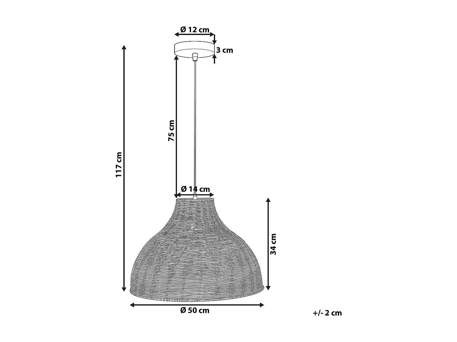 Lampe suspension MILLIAN Rotin Marron clair