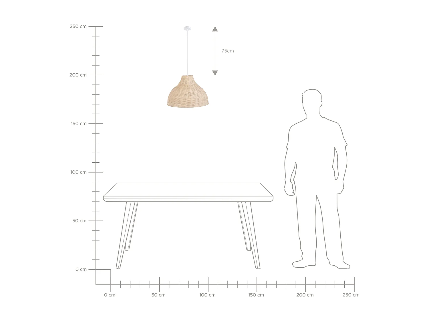 Lampe suspension MILLIAN Rotin Marron clair