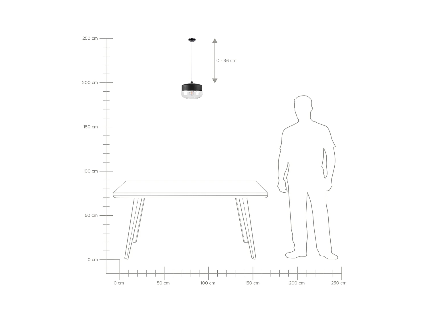 Lampe suspension MURRAY Verre Noir