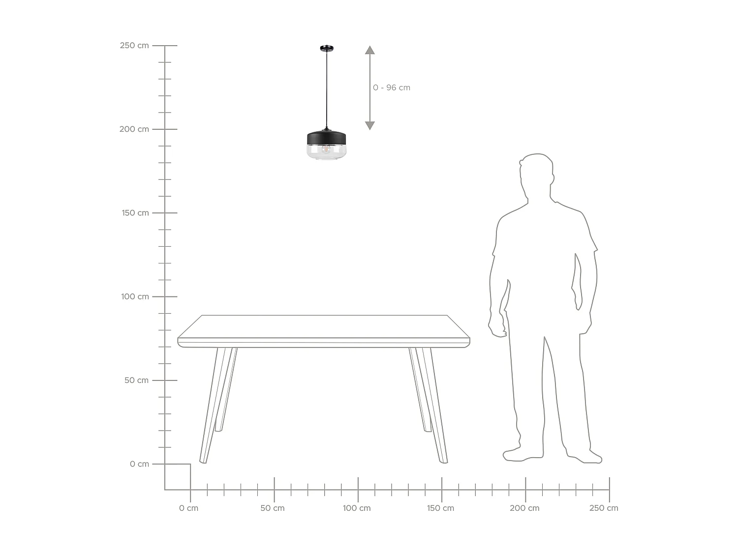 Lampe suspension MURRAY Verre Noir