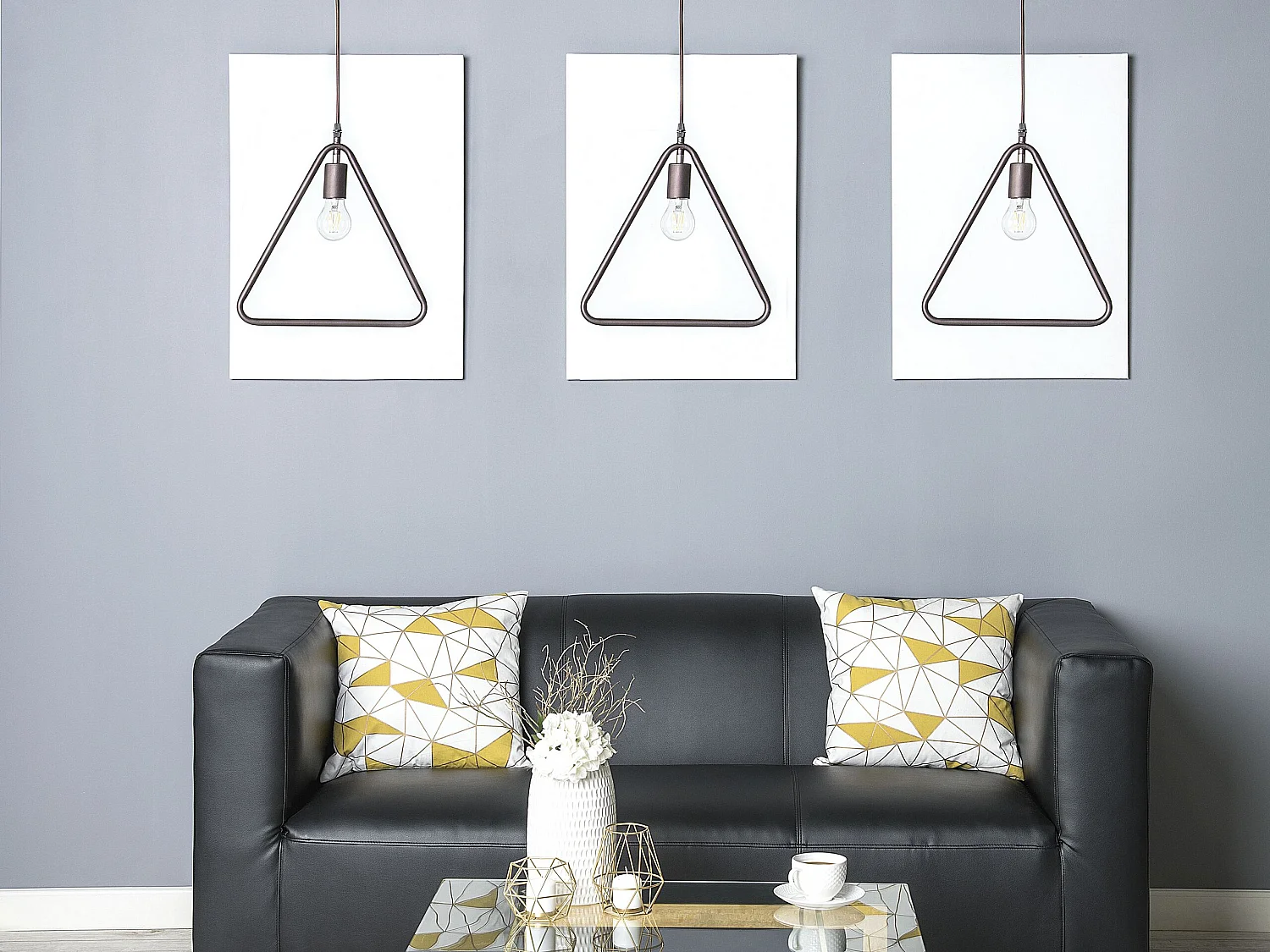 Lot de 3 lampes suspendues JURUENA Métal Marron foncé