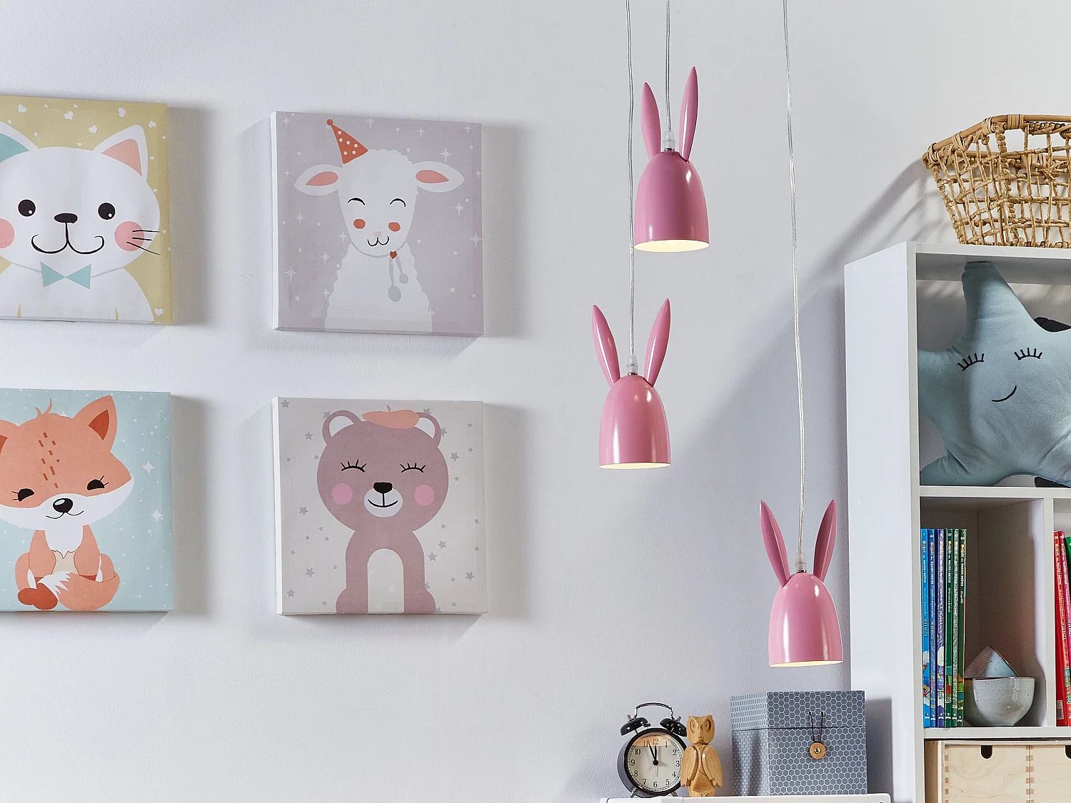 Lampe de suspension en forme de lapin rose RABBIT