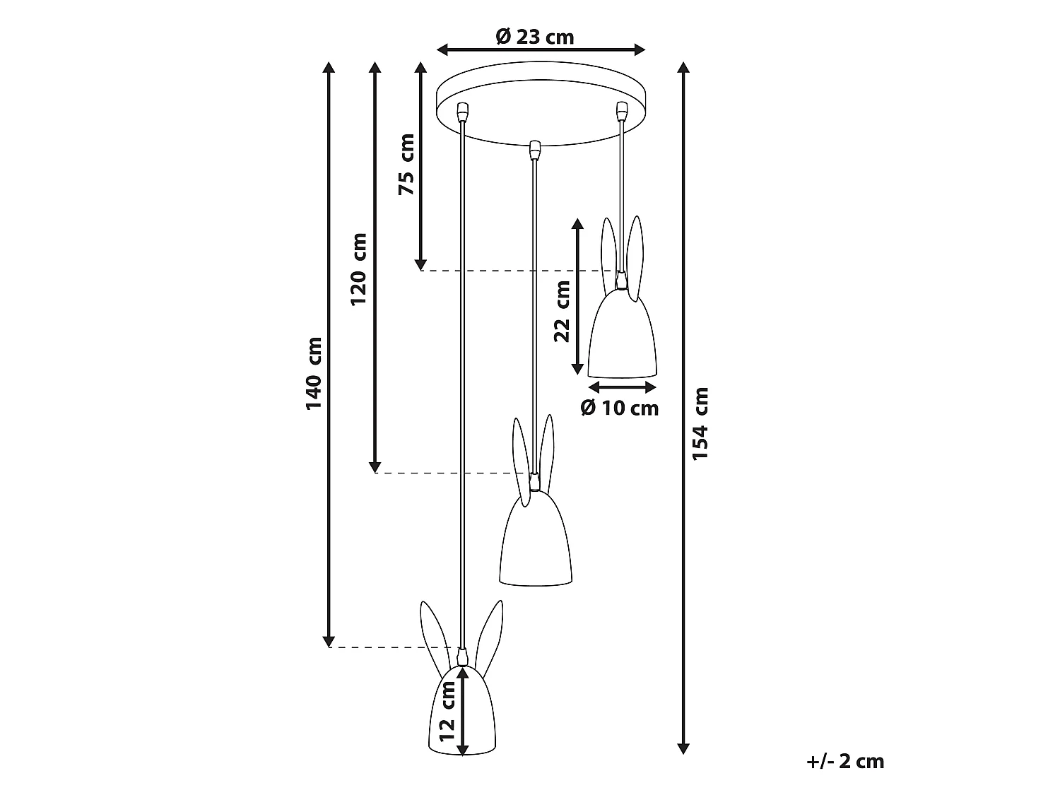 Lampe de suspension en forme de lapin rose RABBIT
