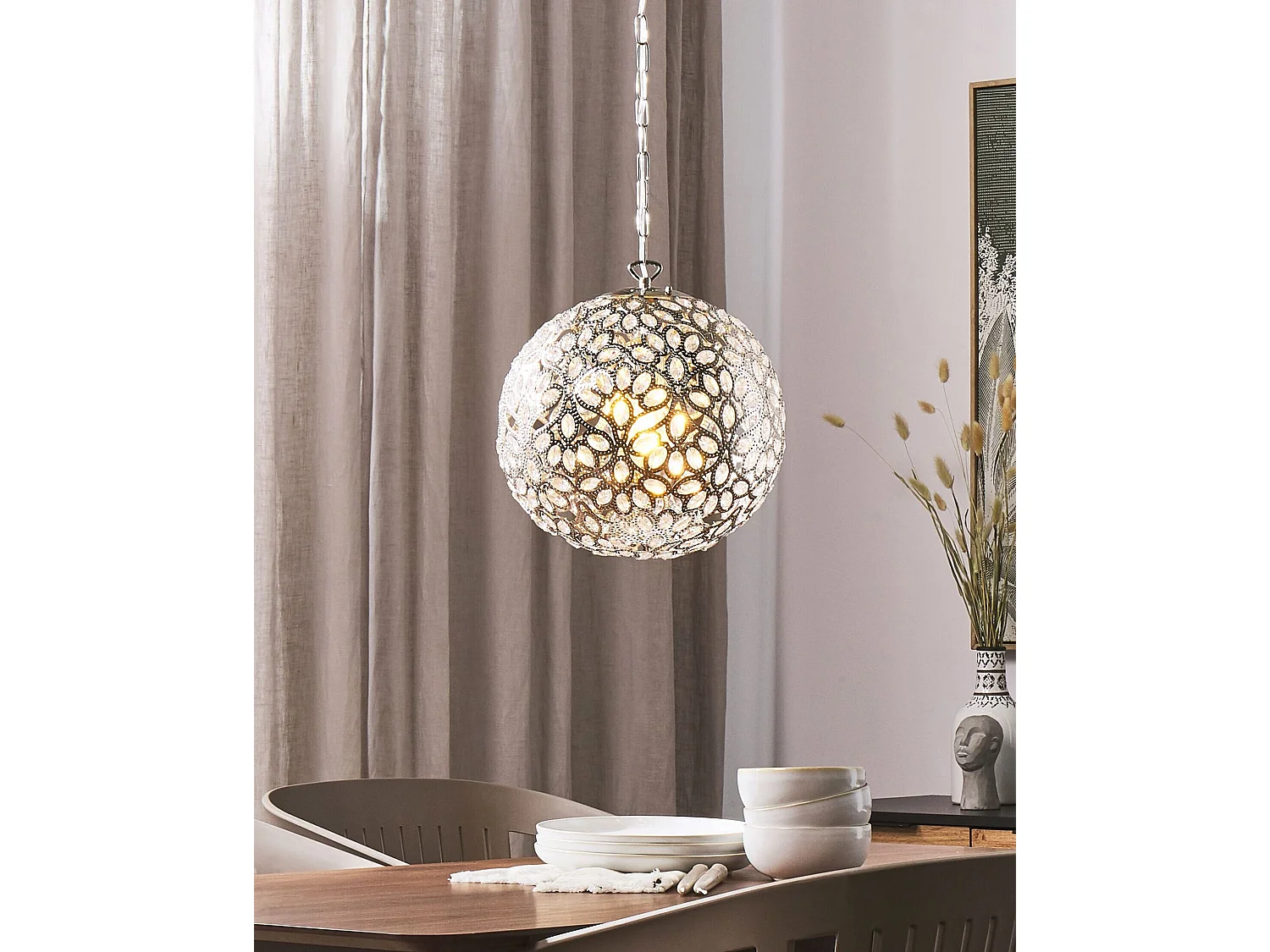 Lampe suspension VOLTA Métal Argenté