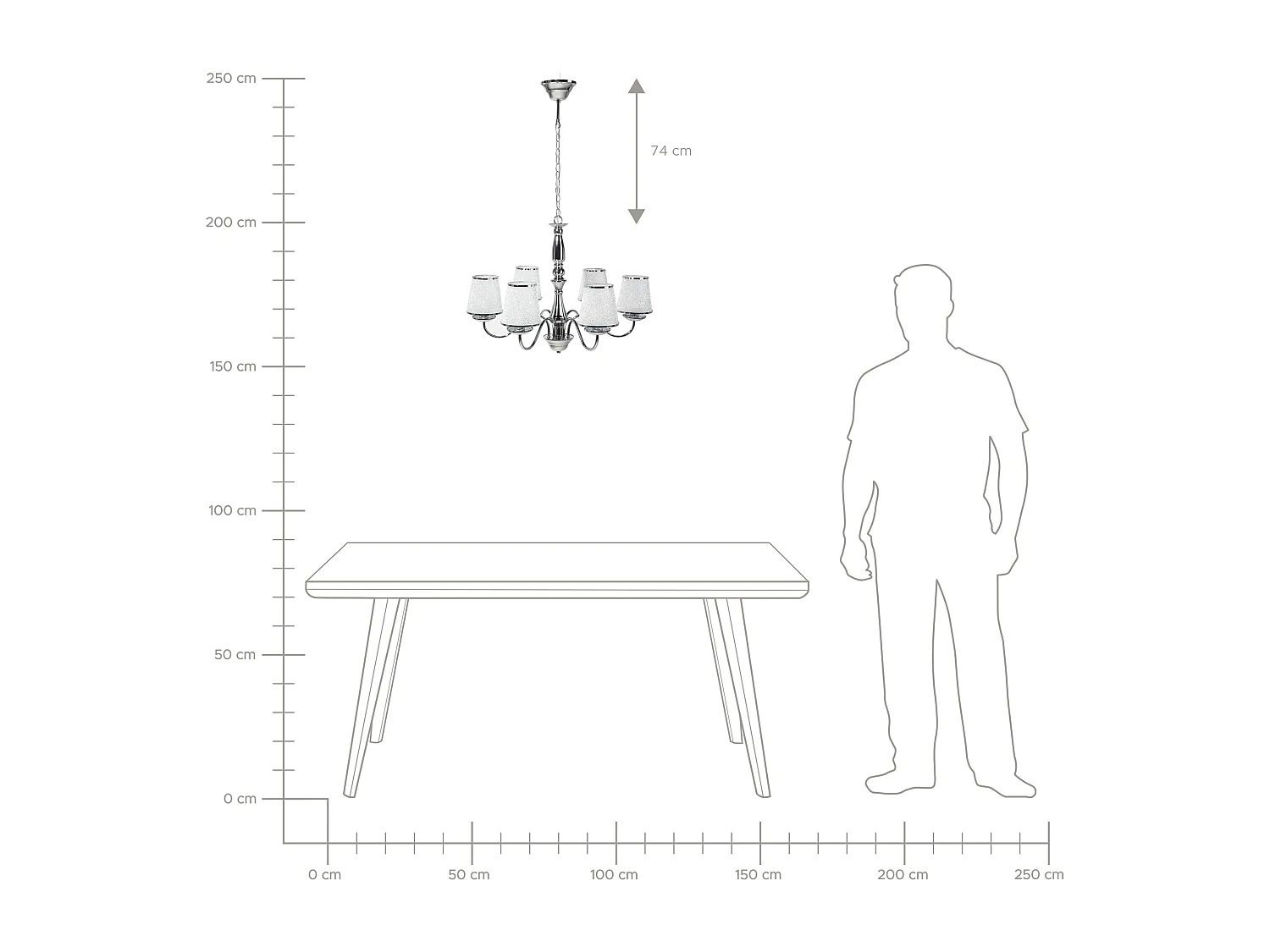 Klassischer Kronleuchter 6-flammig verchromtes Metall silber Bradano