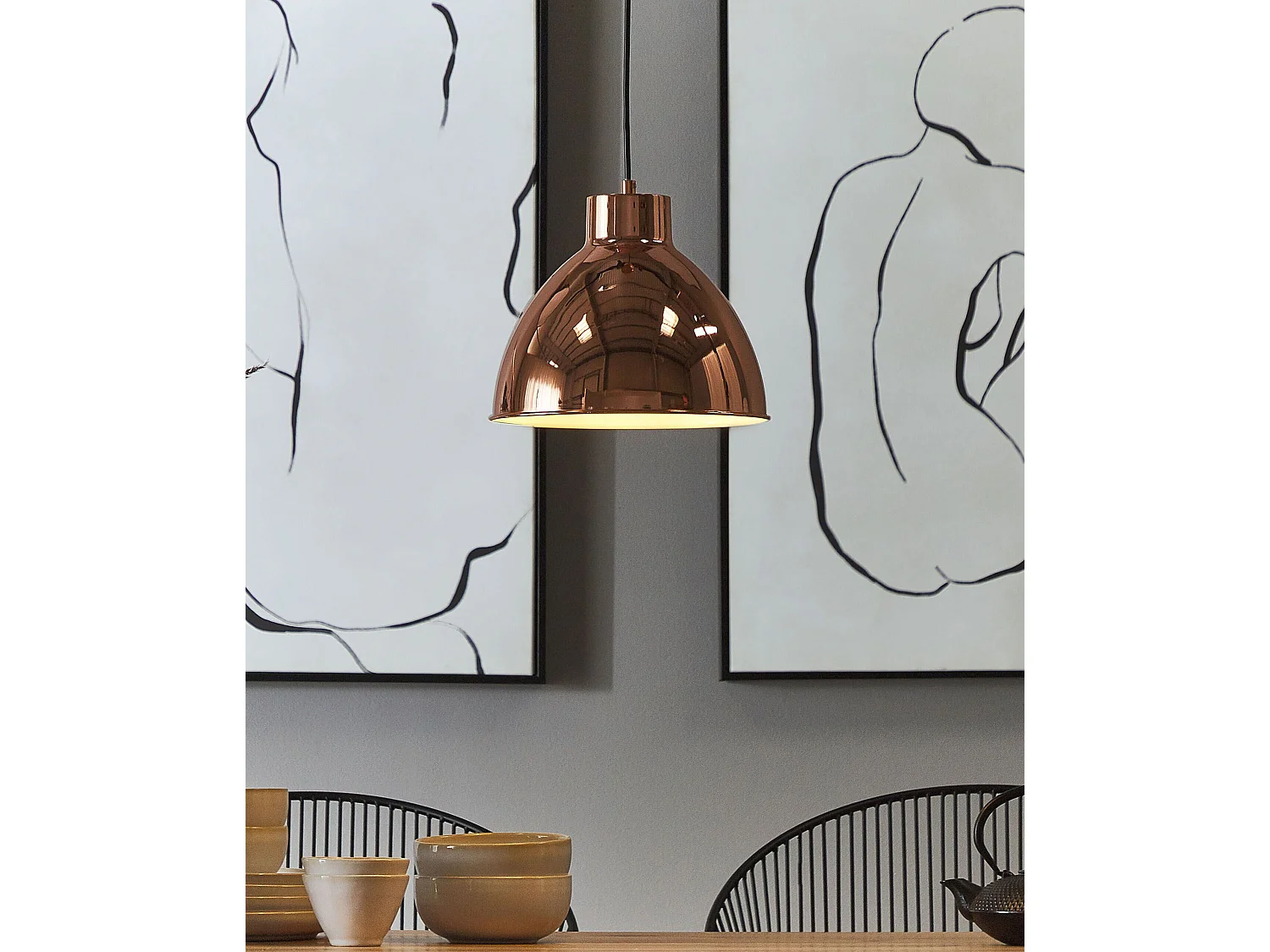 Candeeiro de teto em metal cobreado e branco DARYA