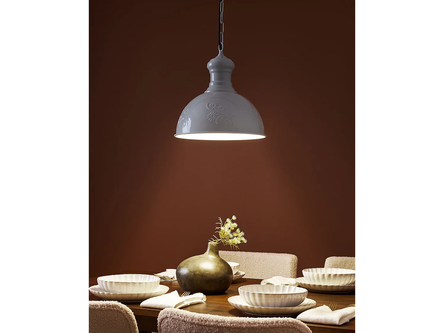 Lampe suspension DIDESSA Métal Blanc cassé