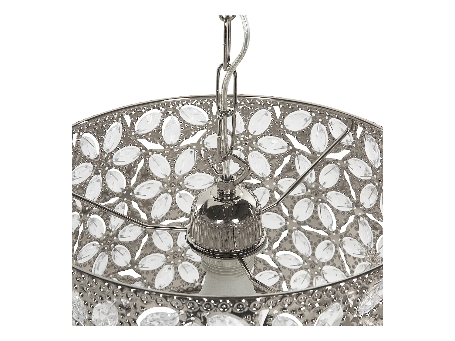 Elegante Pendelleuchte Blumenmotiv silbern Sajo