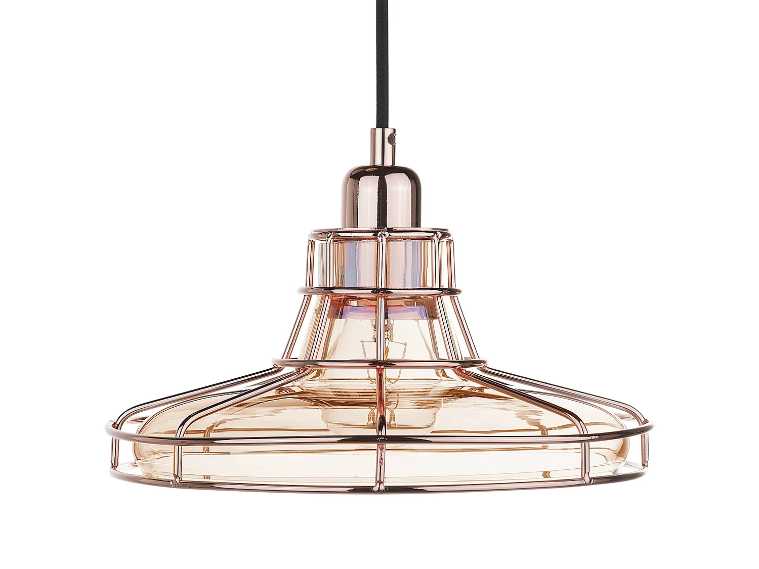 Moderne Pendelleuchte im industriellen Stil Metall/Glas kupfer Torre