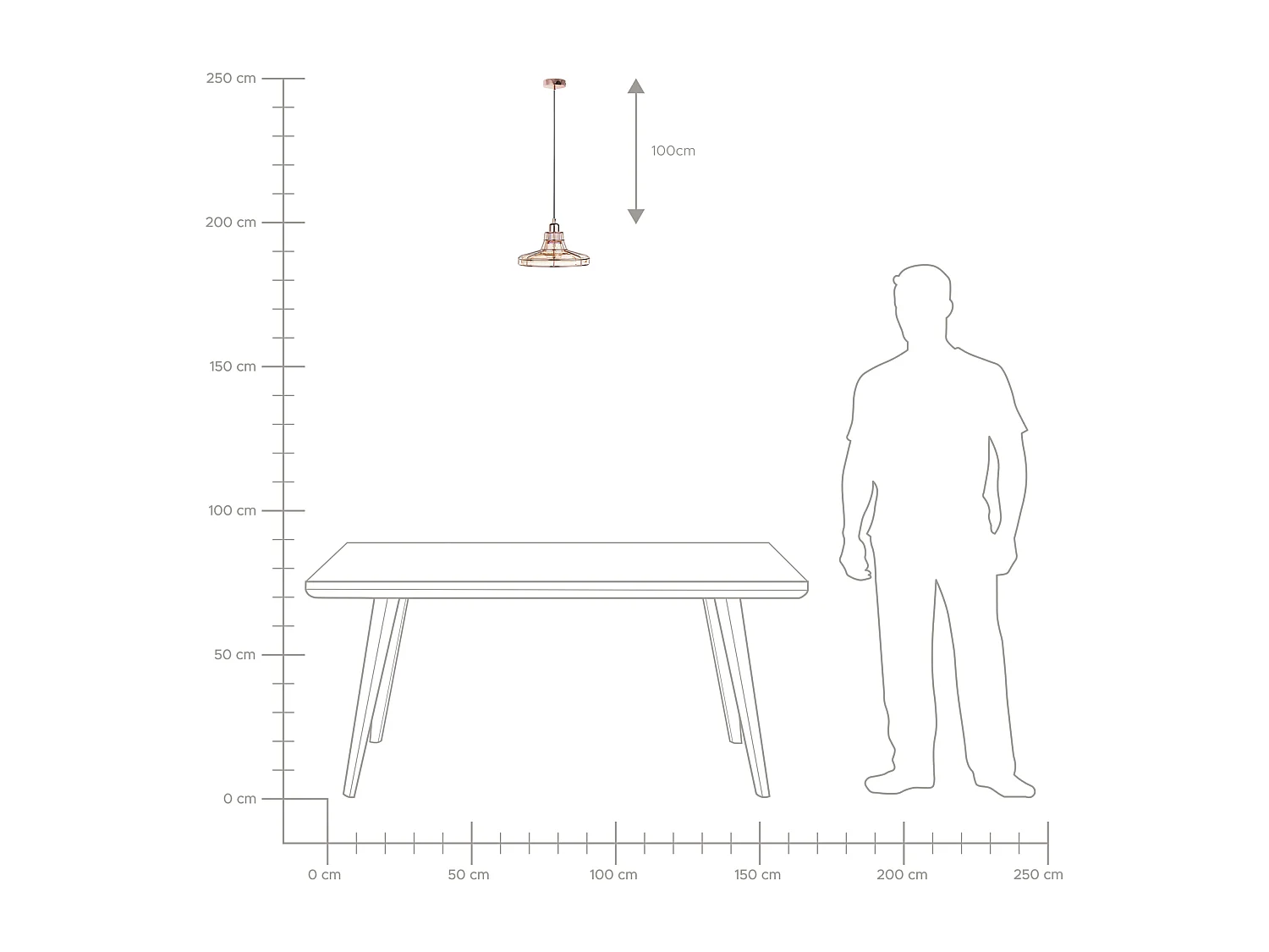 Lampe suspension TORRE Verre Cuivré