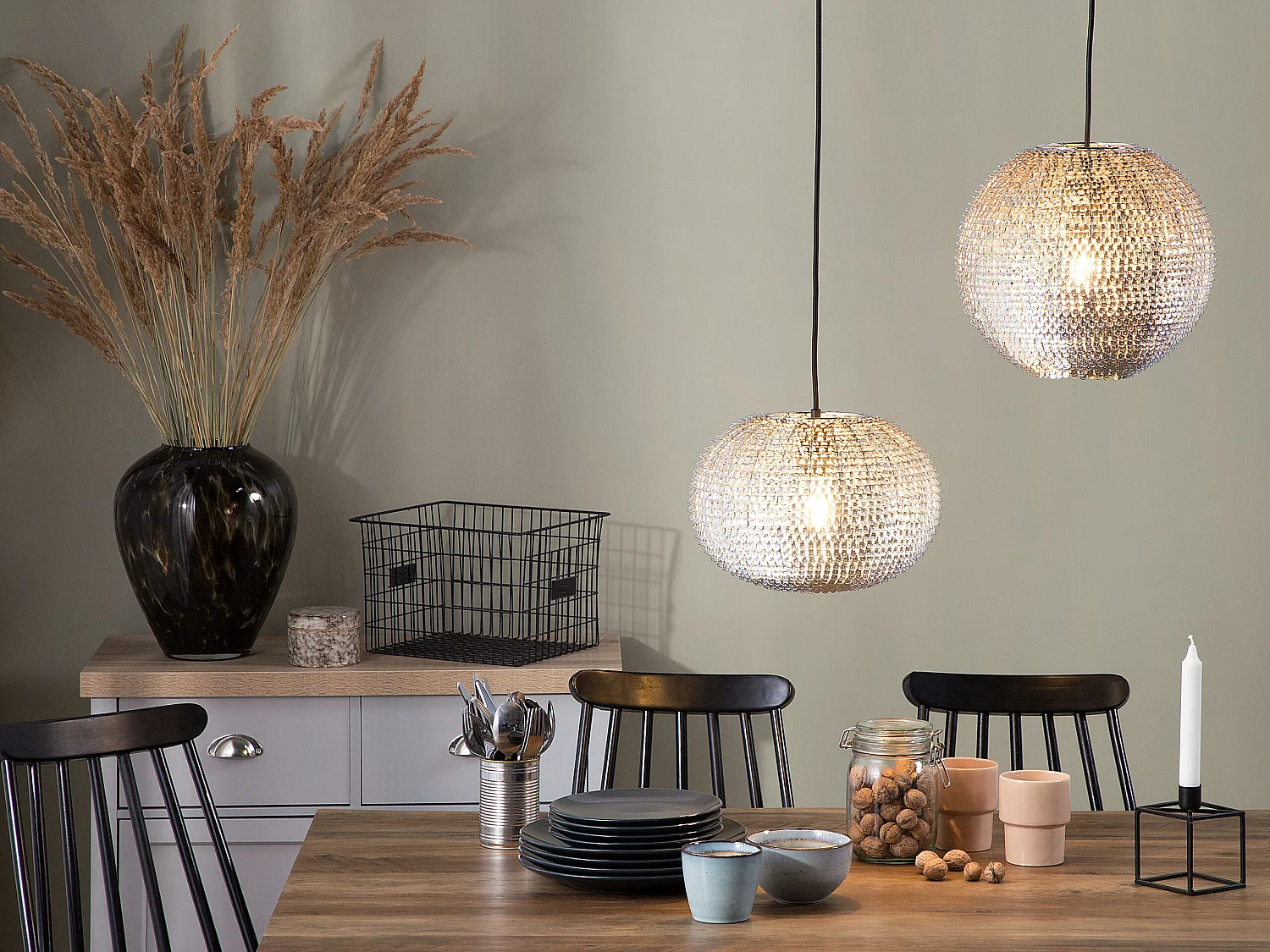 Lampe suspension REINE Métal Argenté