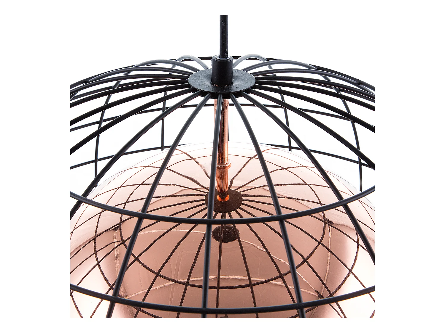 Industrielle Pendelleuchte doppelter Lampenschirm mit Käfig kupfer/schwarz Liri
