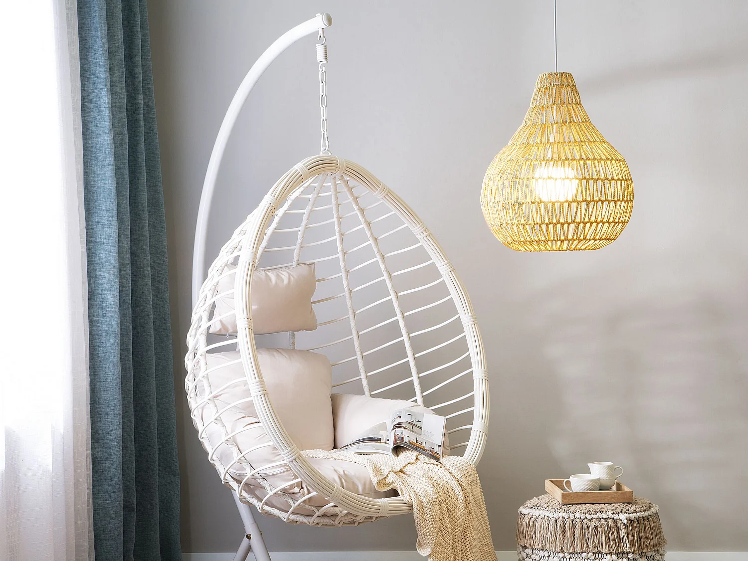Lampe suspension MOLOPO Corde en papier Beige sable