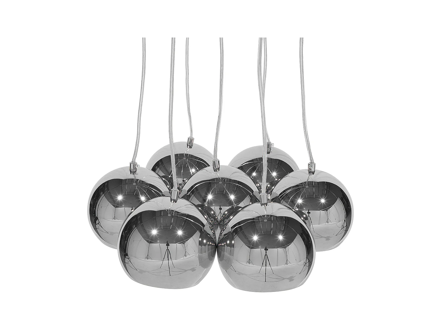 Trendy Hängeleuchte mit 7 Kugeln Pendelleuchte Metall Silber Olza