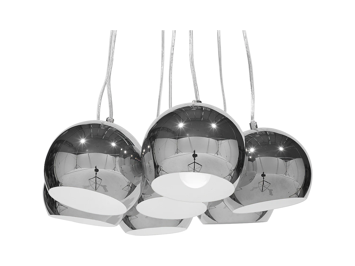 Trendy Hängeleuchte mit 7 Kugeln Pendelleuchte Metall Silber Olza