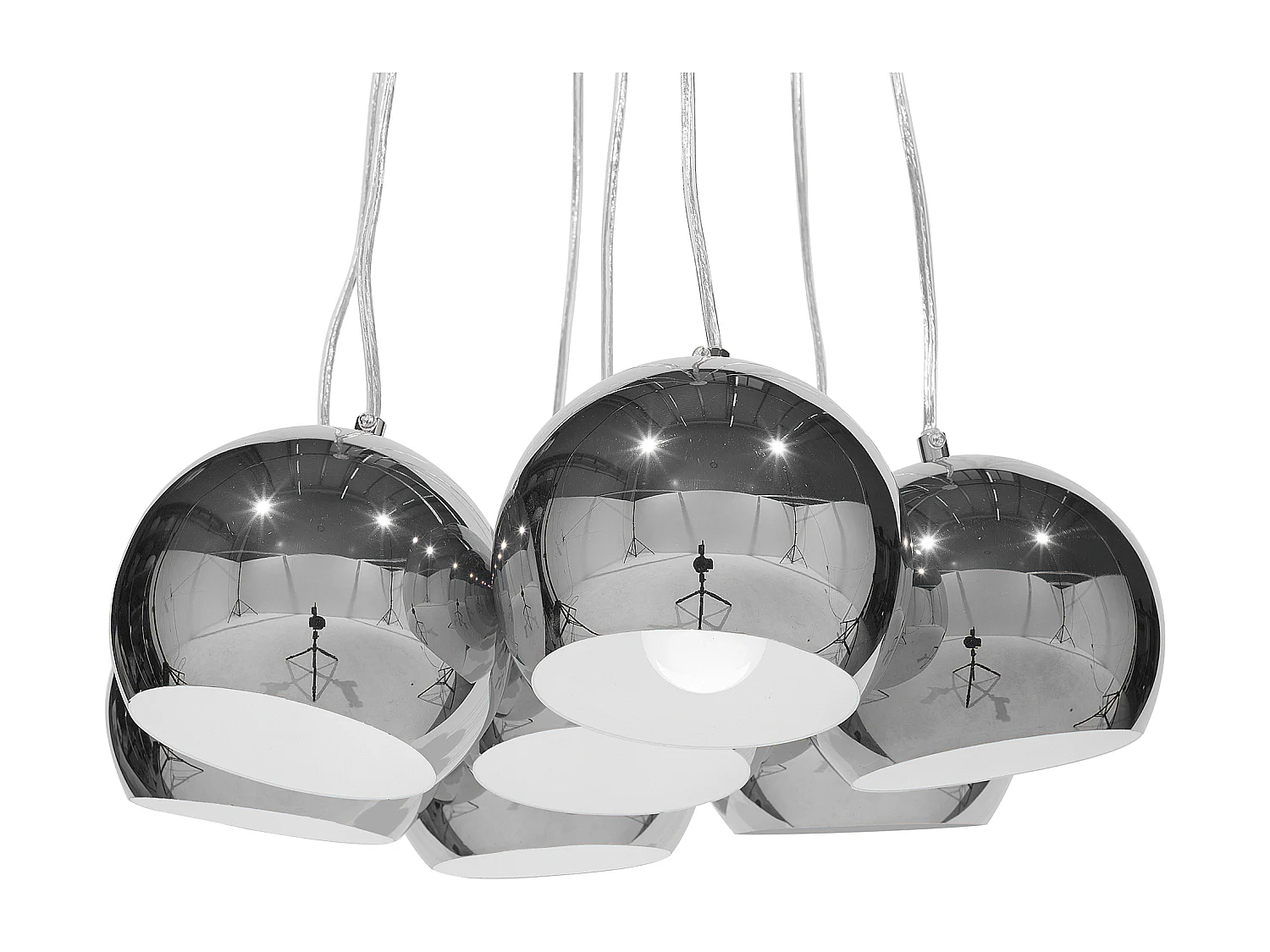 Trendy Hängeleuchte mit 7 Kugeln Pendelleuchte Metall Silber Olza