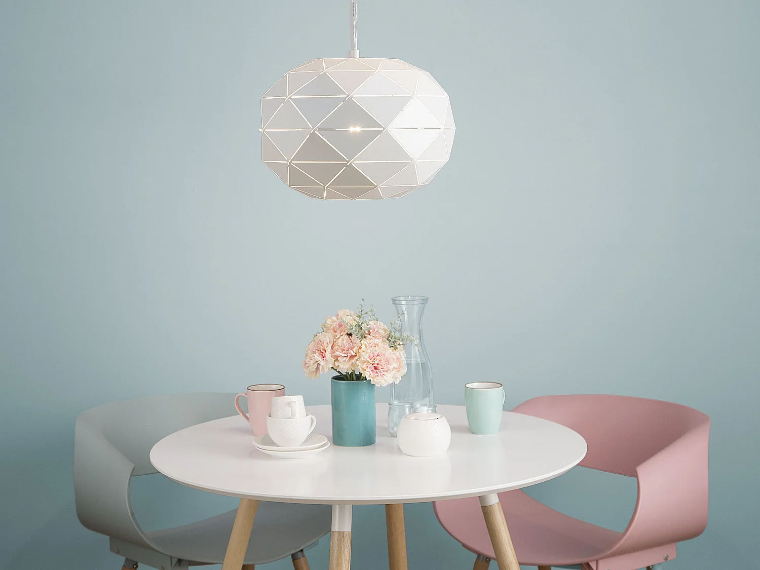 Stilvolle Hängelampe Designer Deckenspot geometrische Form weiß Rewa