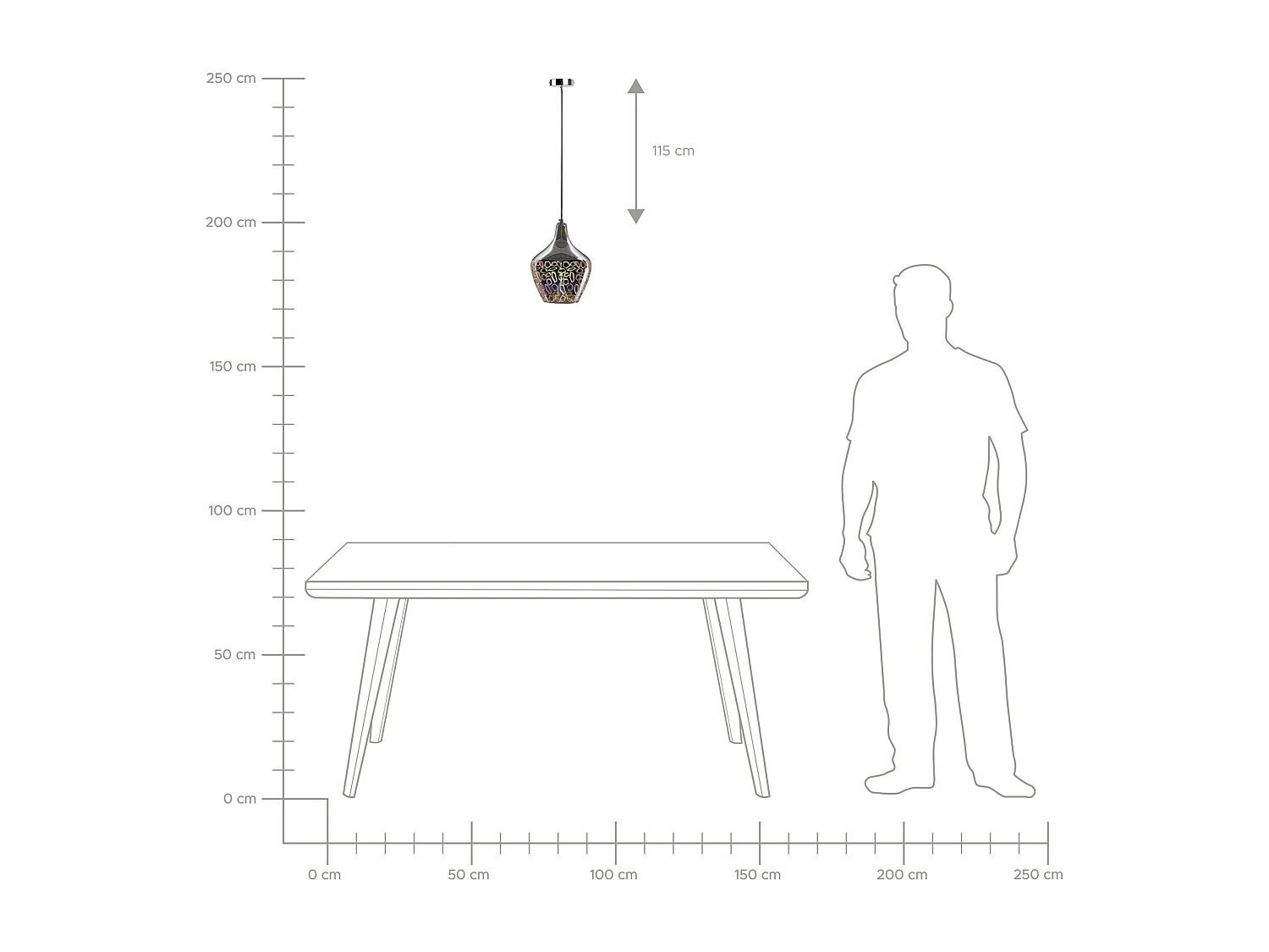 Hanglamp SOANA Glas Zilver