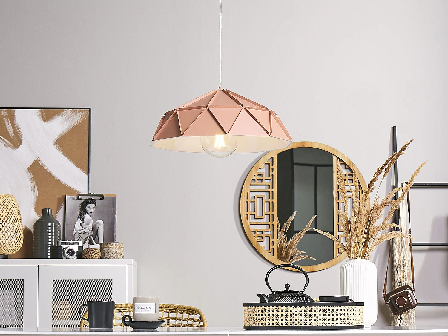 Lampadario SENIA Metallo Rosa pesca