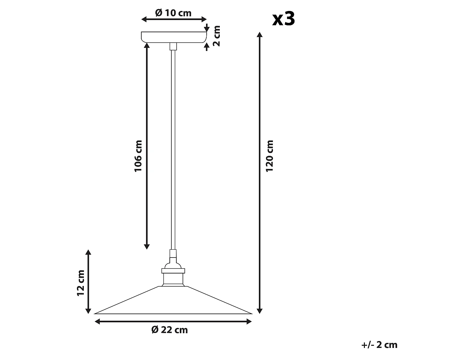 Industrie Hängelampe im 3er Set Lampenschirm aus Metall Schwarz/Kupfer Swift S