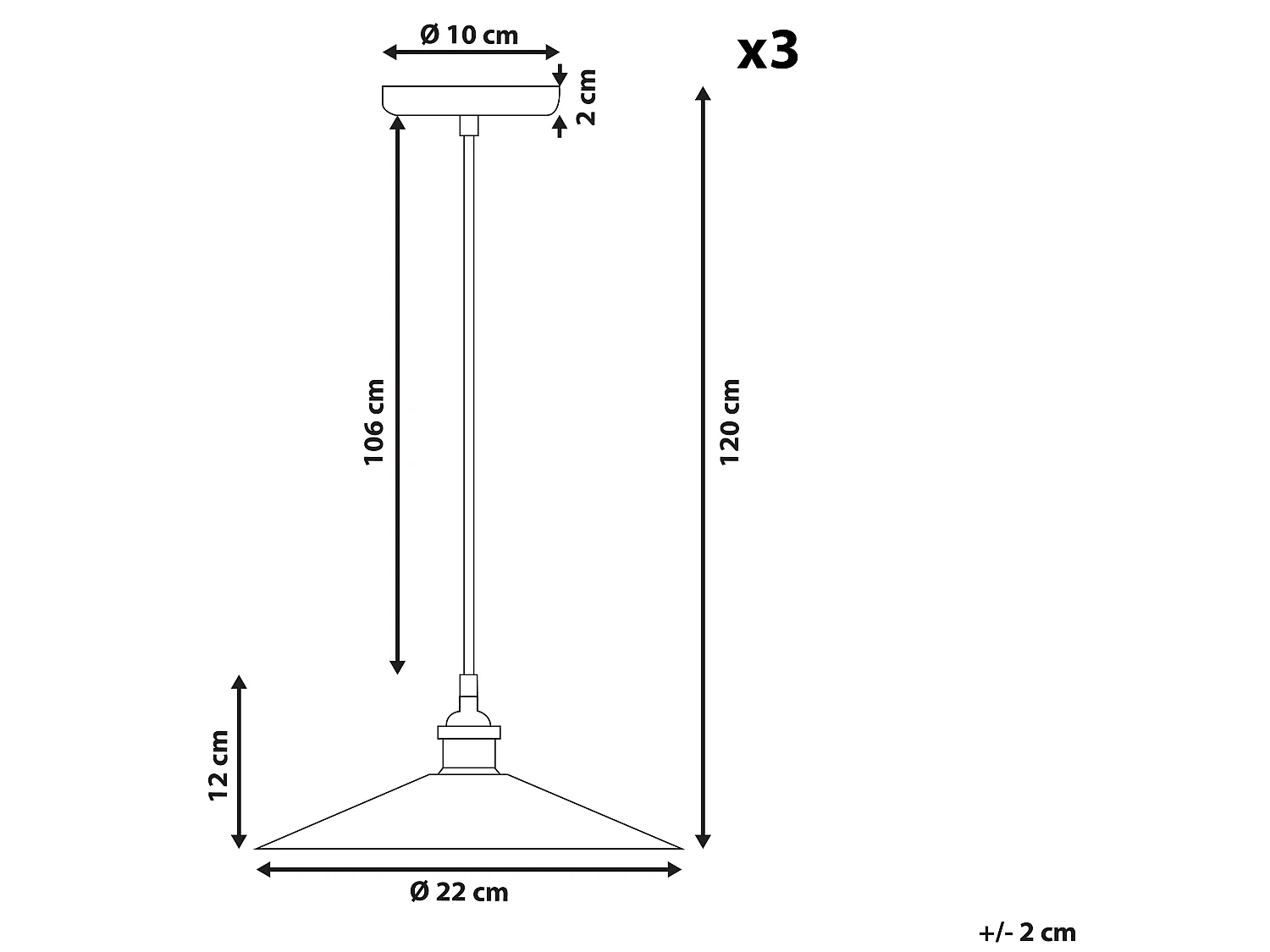 Conjunto de 3 candeeiros suspensos SWIFT Metal Cobre