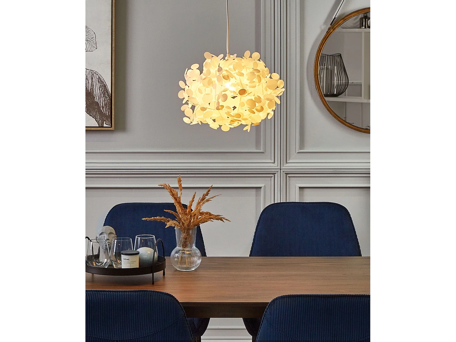 Stilvolle Hängelampe Blumen-Muster Kunststoff weiß Lamone