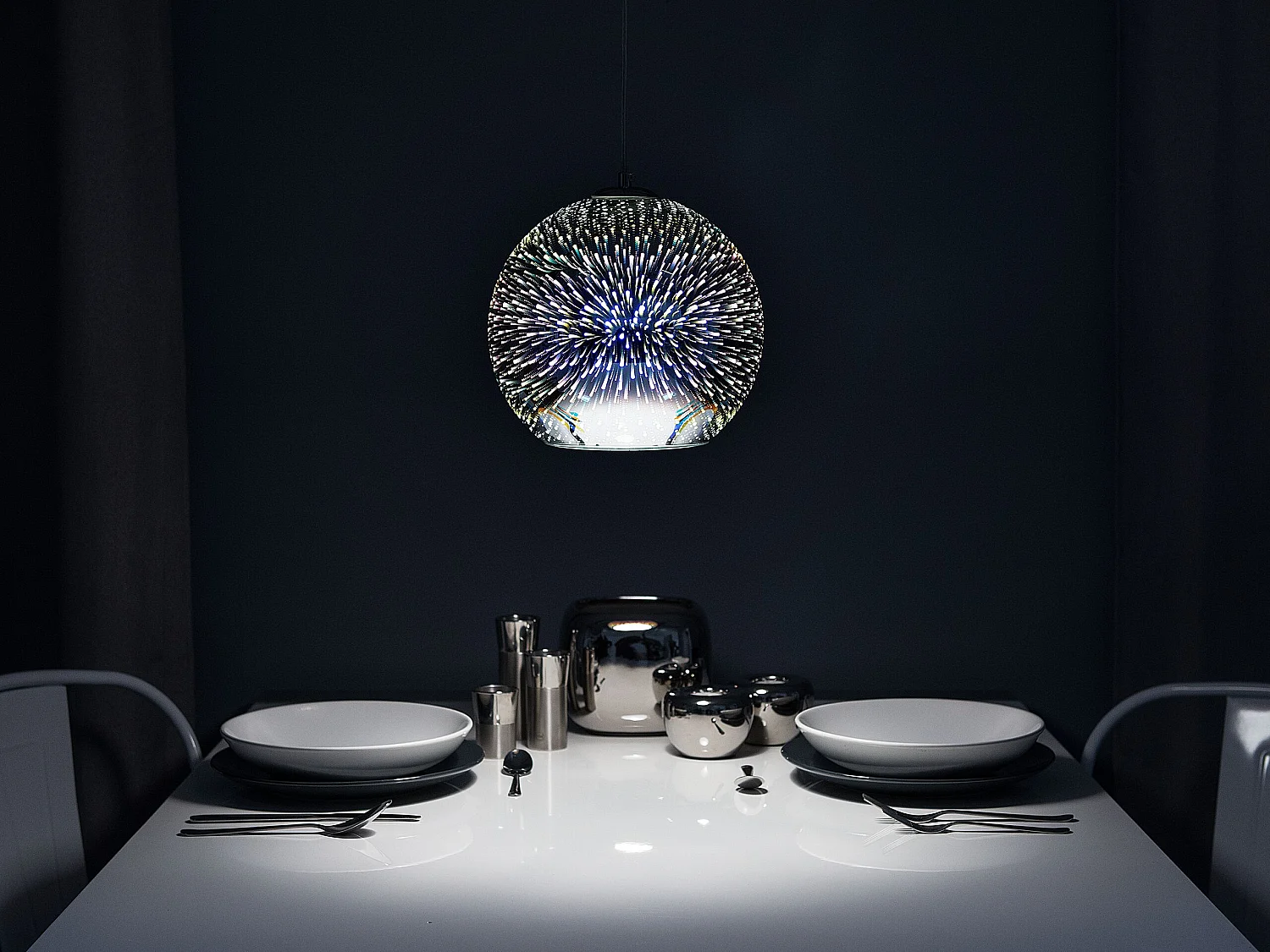 Lampe suspension SESSERA Verre Argenté