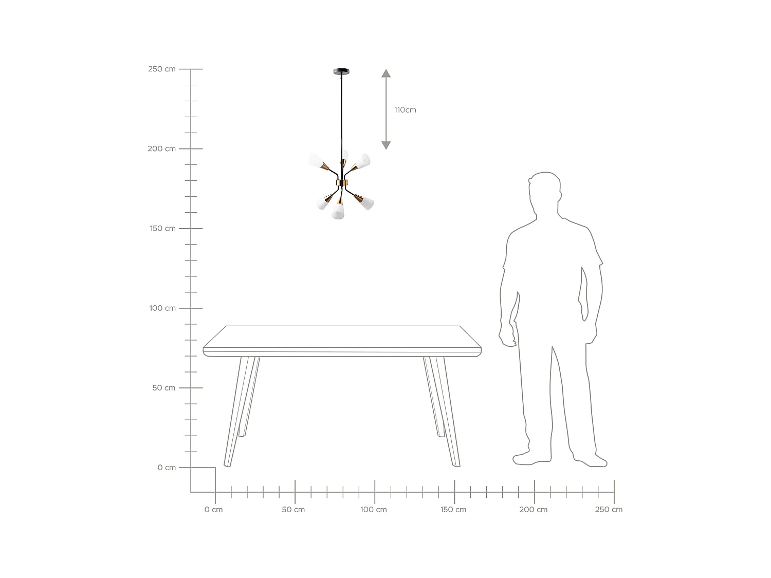 Klassischer Pendelleuchte 6-flammig Metall/Glas weiß/gold Aroyo VI