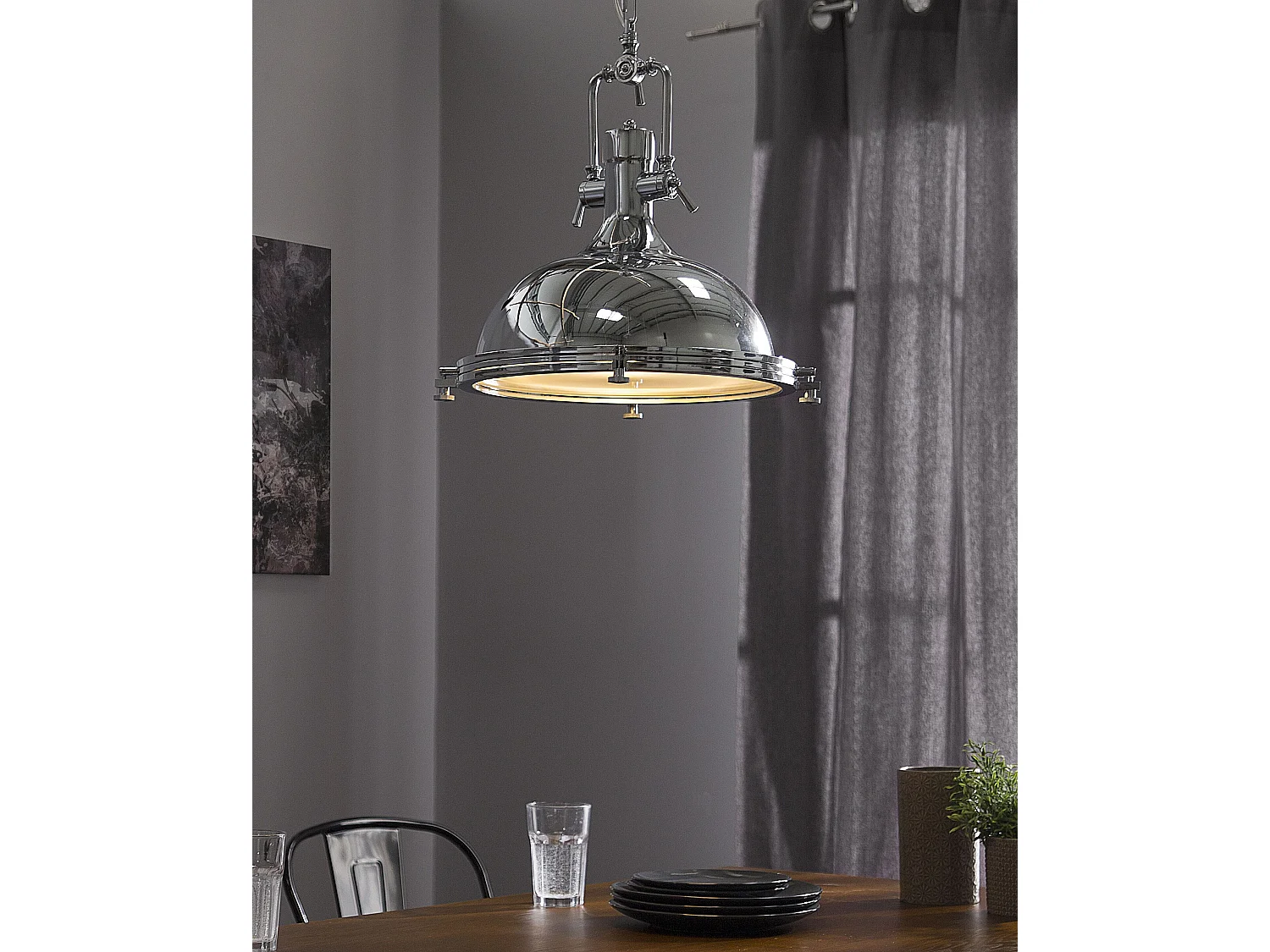 Lampa wisząca EBRON Metal Srebrny