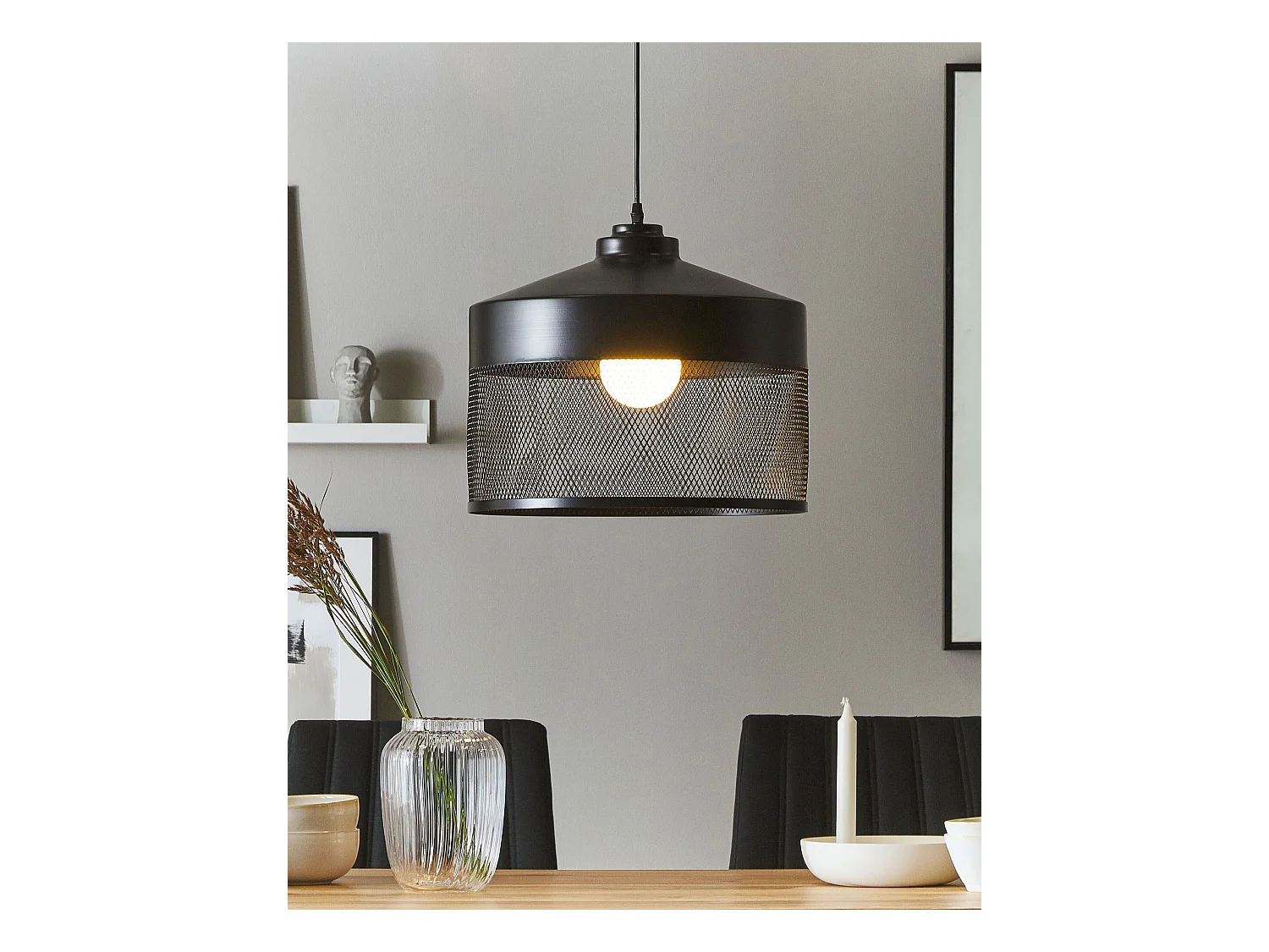 Industrielle Hängelampe doppelter Lampenschirm schwarz Cardener