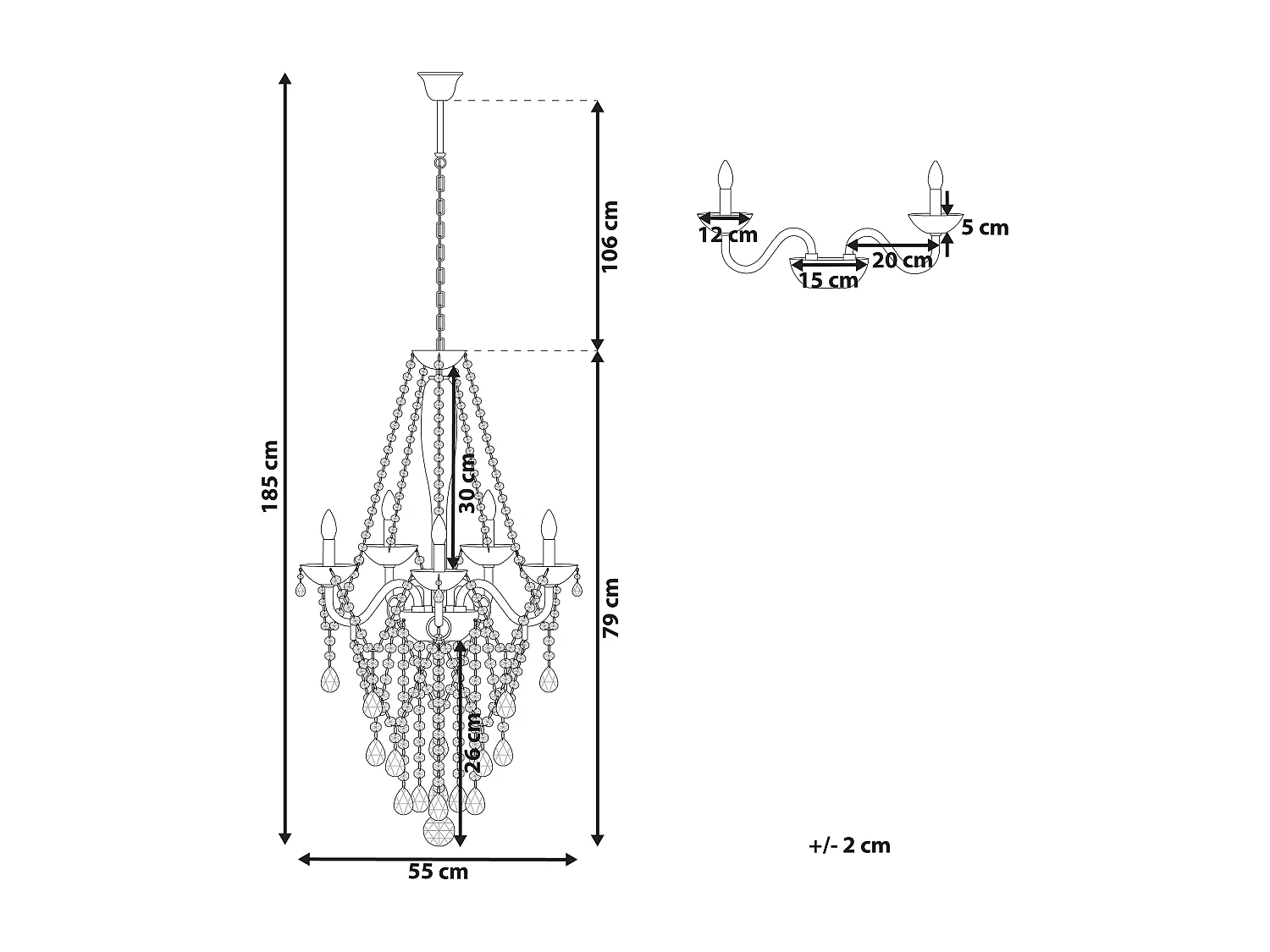 Lustre LOCONE Cristal Prateado