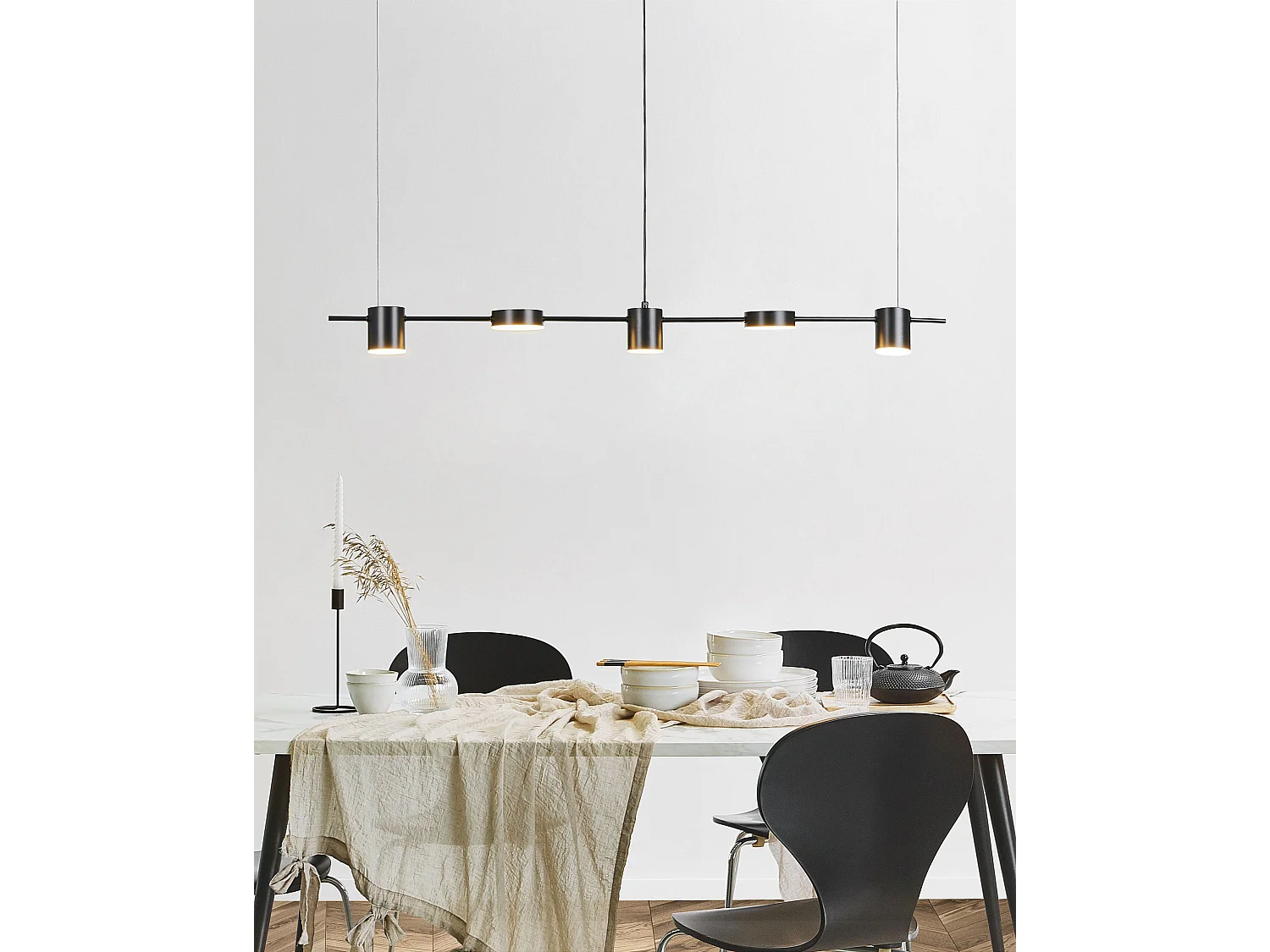 Hängelampe LED Metall Schwarz 5-flammig 120 cm Sestra