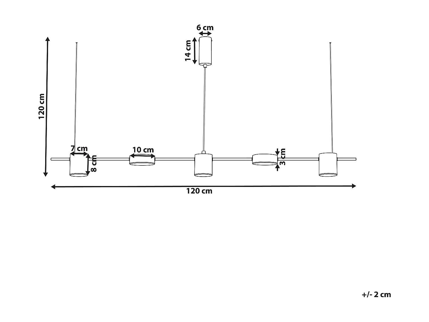Hängelampe LED Metall Schwarz 5-flammig 120 cm Sestra