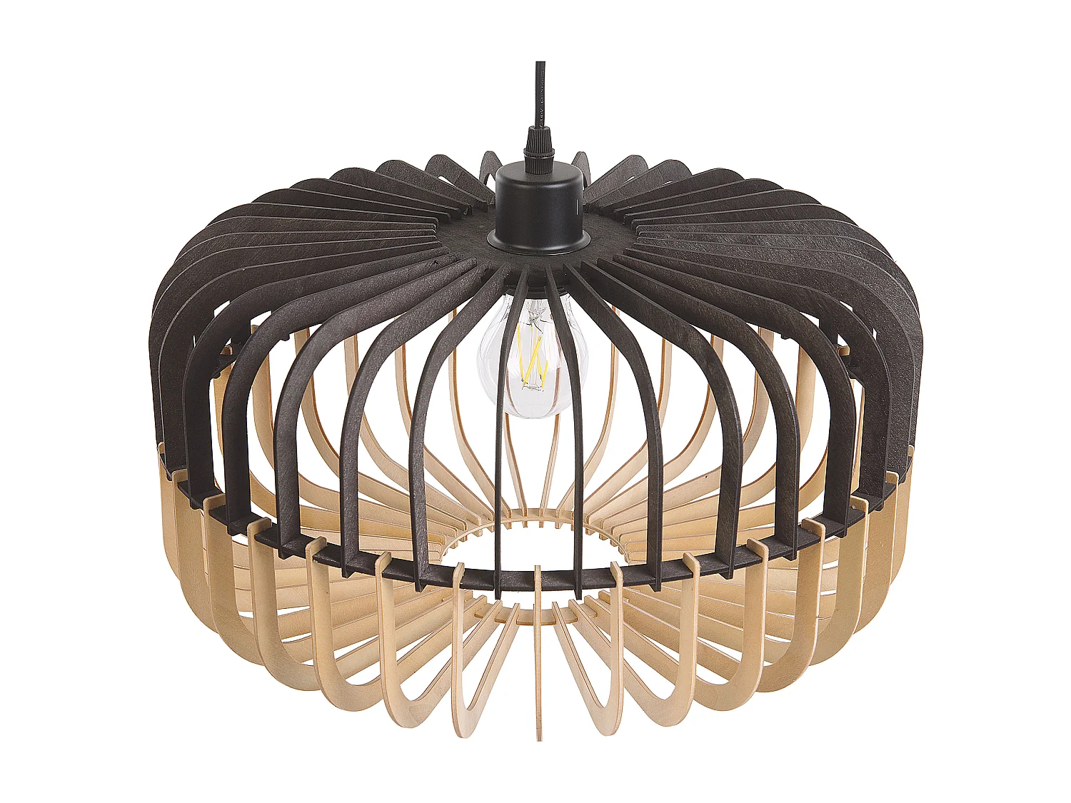 Stilvolle Hängelampe MDF-Platte heller Holzfarbton / schwarz Sous