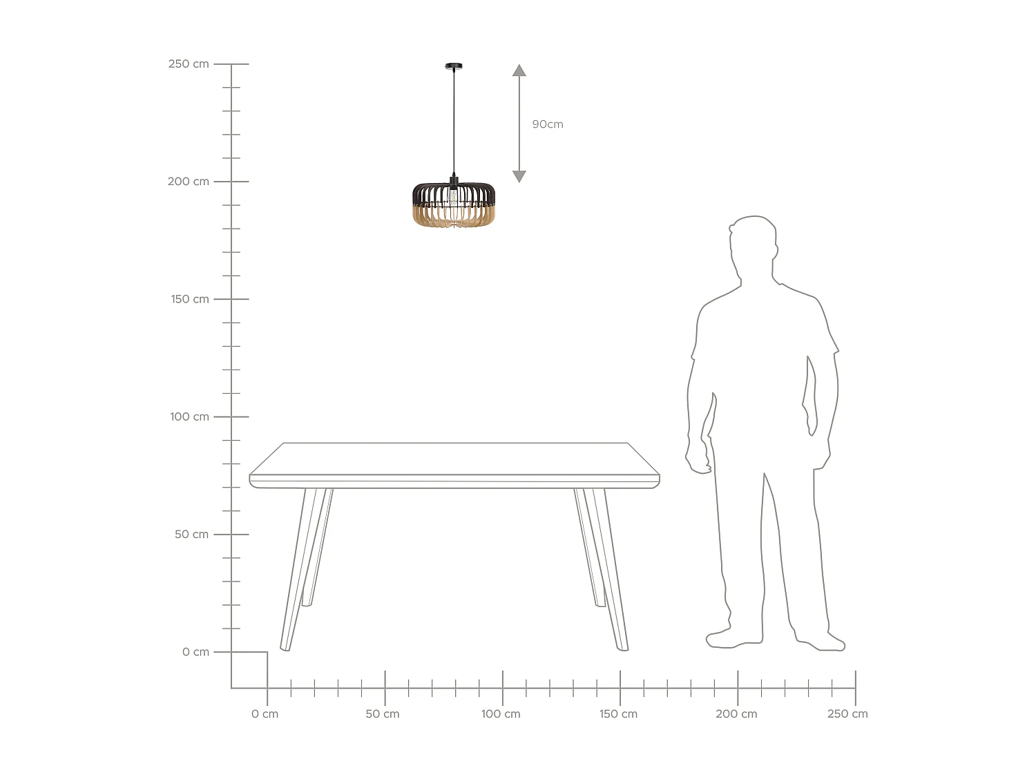Stilvolle Hängelampe MDF-Platte heller Holzfarbton / schwarz Sous
