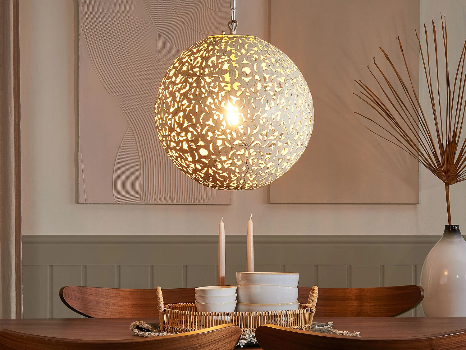 Lampe suspension MURES Métal Beige