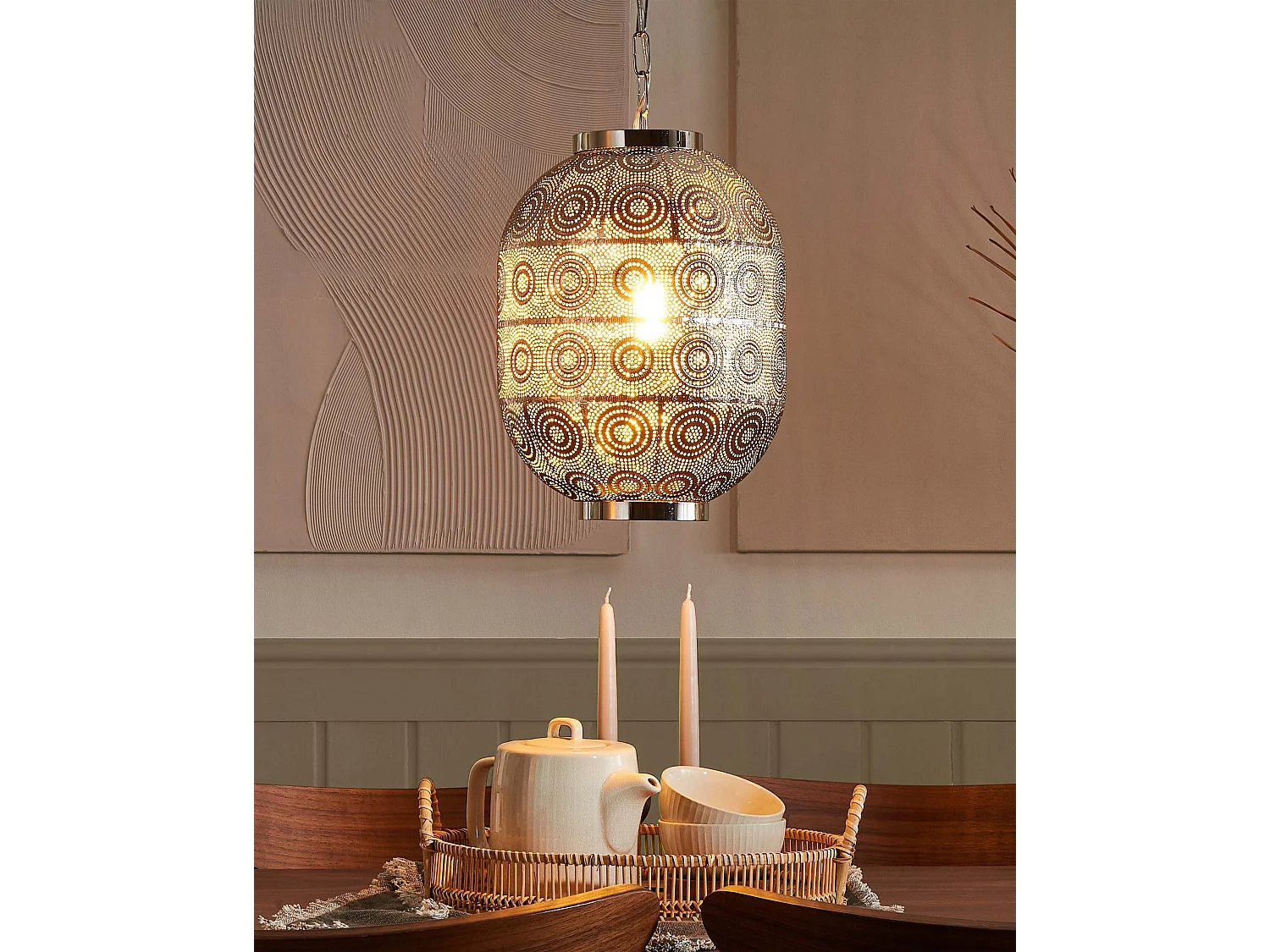 Lampe suspension MARINGA Métal Argenté