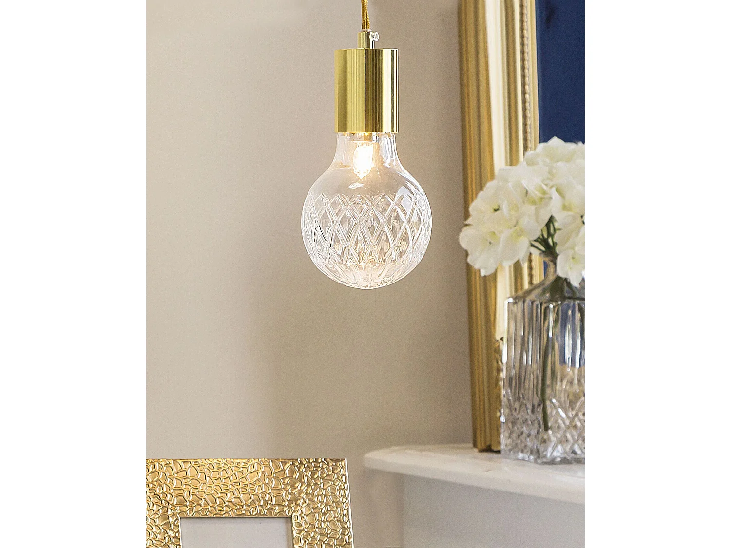 Set van 2 hanglampen ANZA Glas Goud